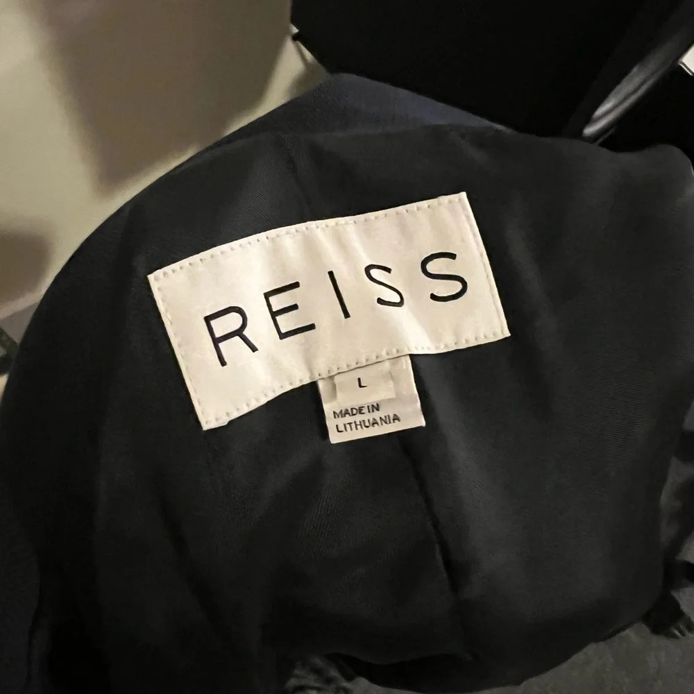 Reiss Navy Blue Moto Jacket Coat, size large - Picture 6 of 6